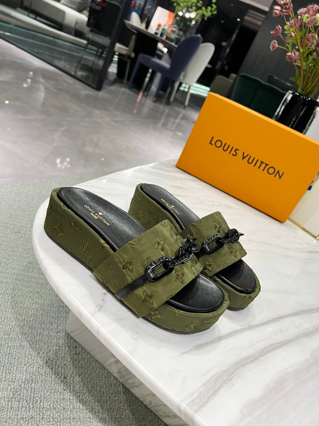 Louis Vuitton Jumbo Flatform Mule Green