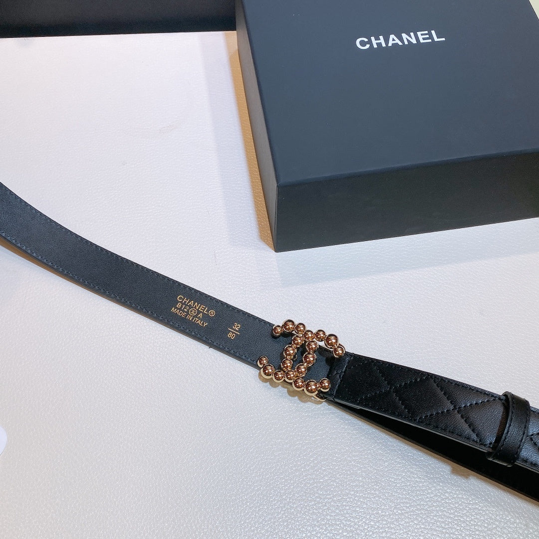 Chanel Belt With Bead Buckle Black