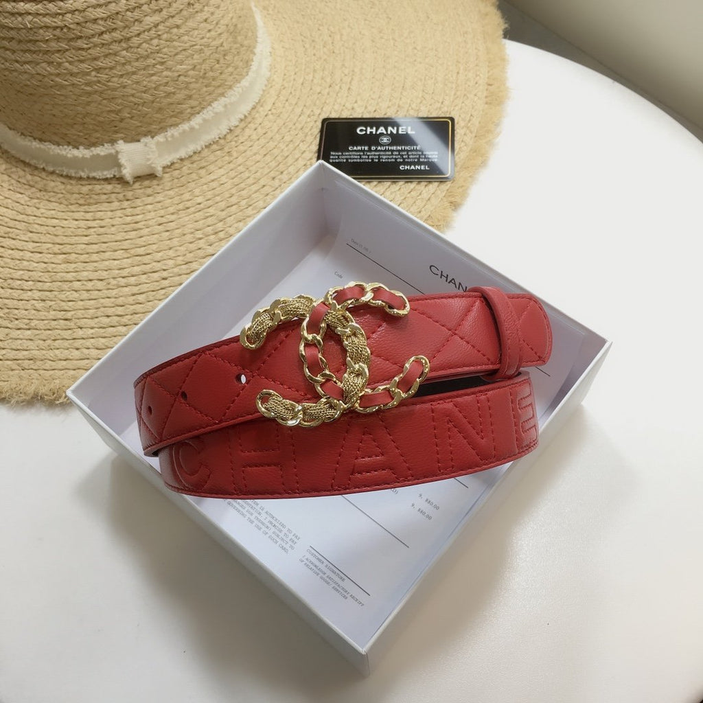 Chanel Belt With Double C Buckle Red