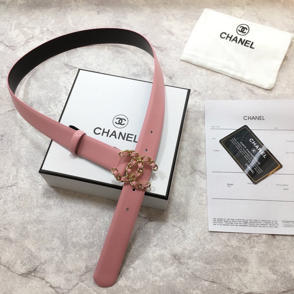 Chanel Belt With Double C Buckle Pink