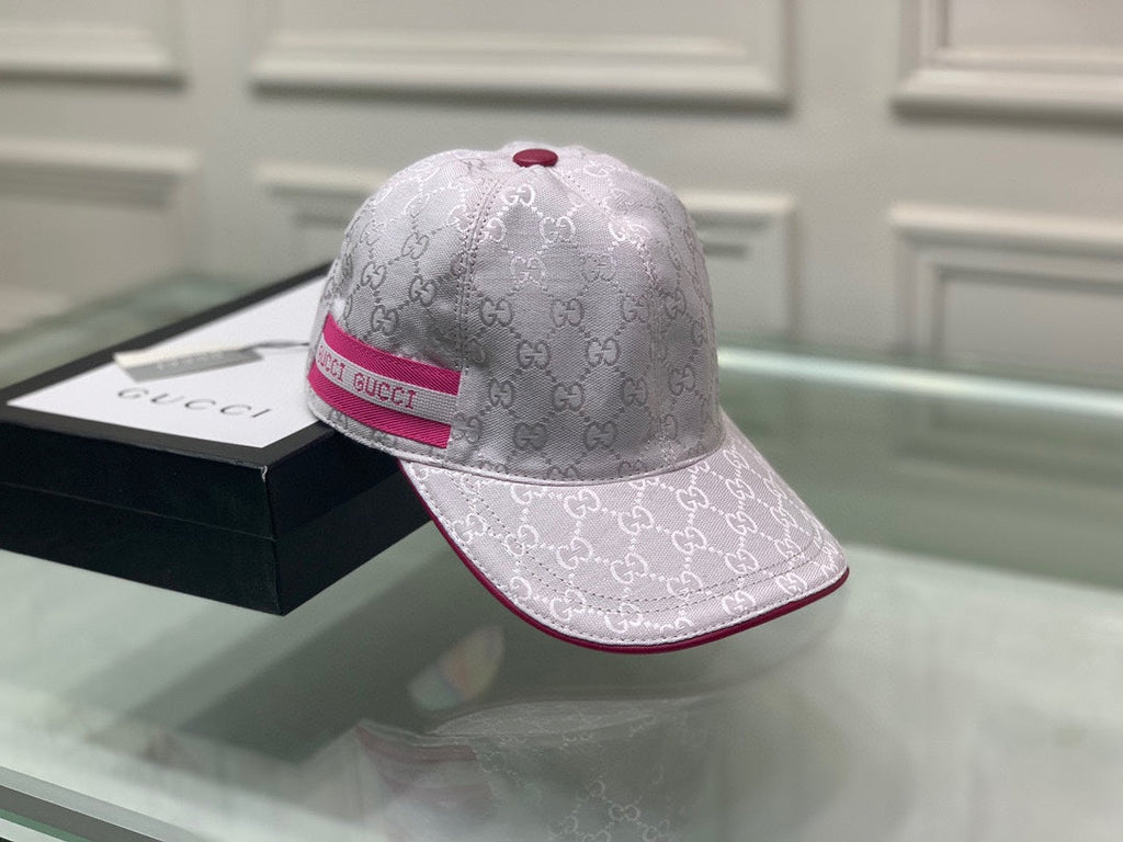 Gucci Canvas Baseball Cap with Web White