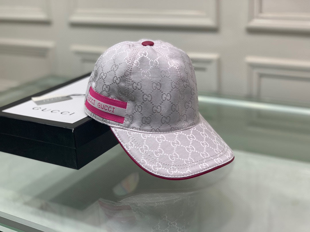 Gucci Canvas Baseball Cap with Web White