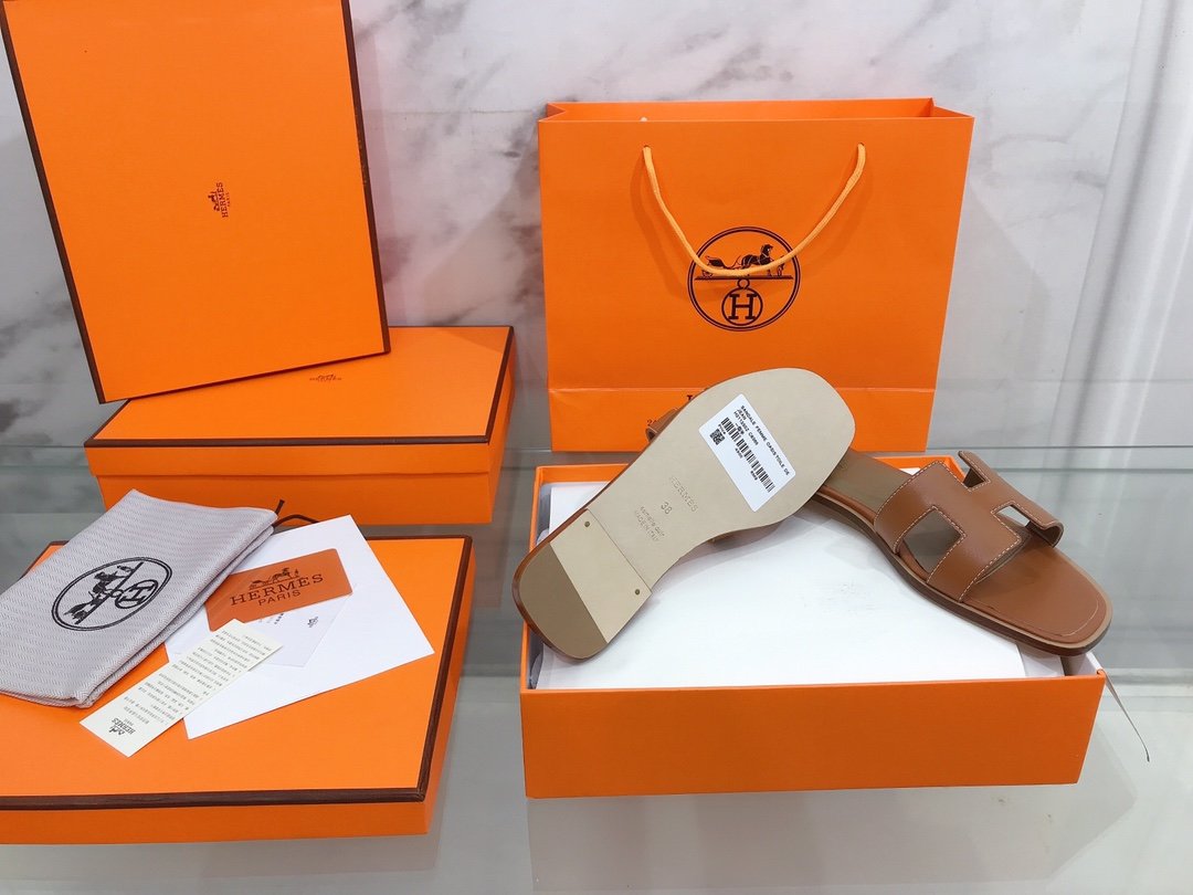 Hermes Oran Sandal Brown