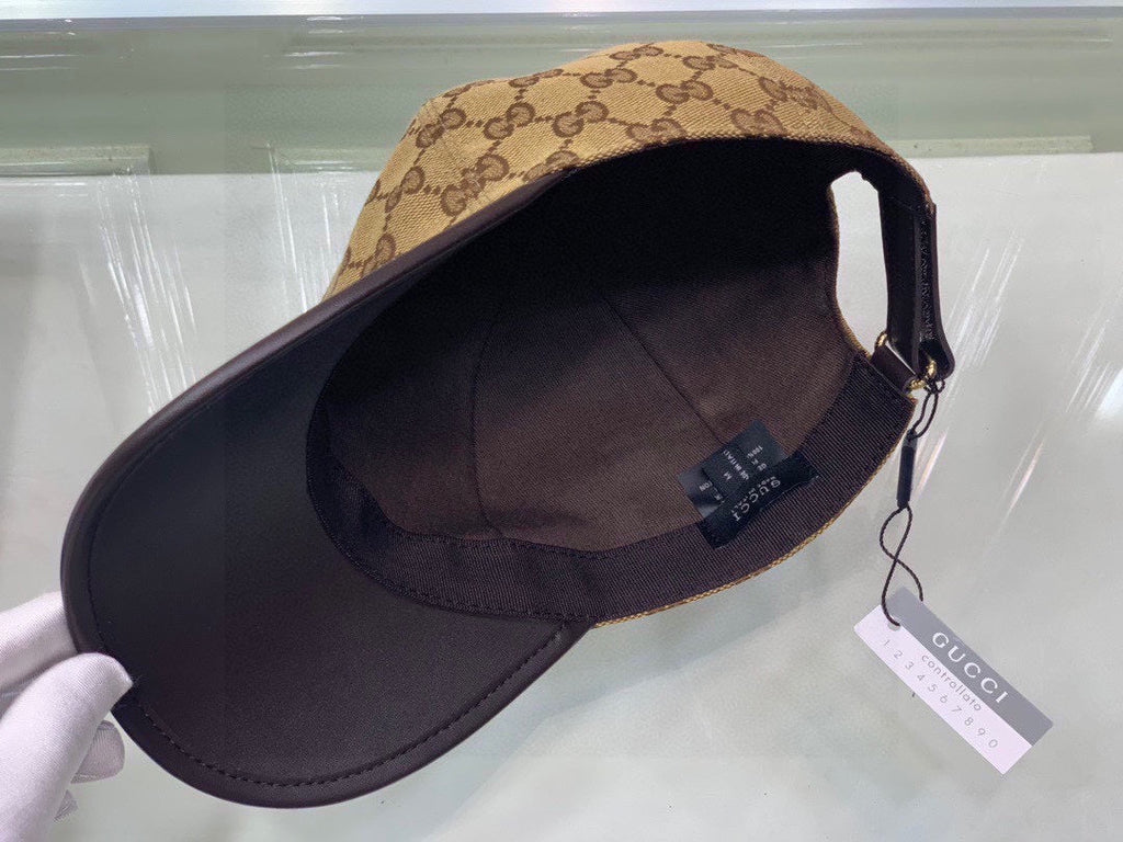 Gucci Canvas Baseball Cap with Web Brown