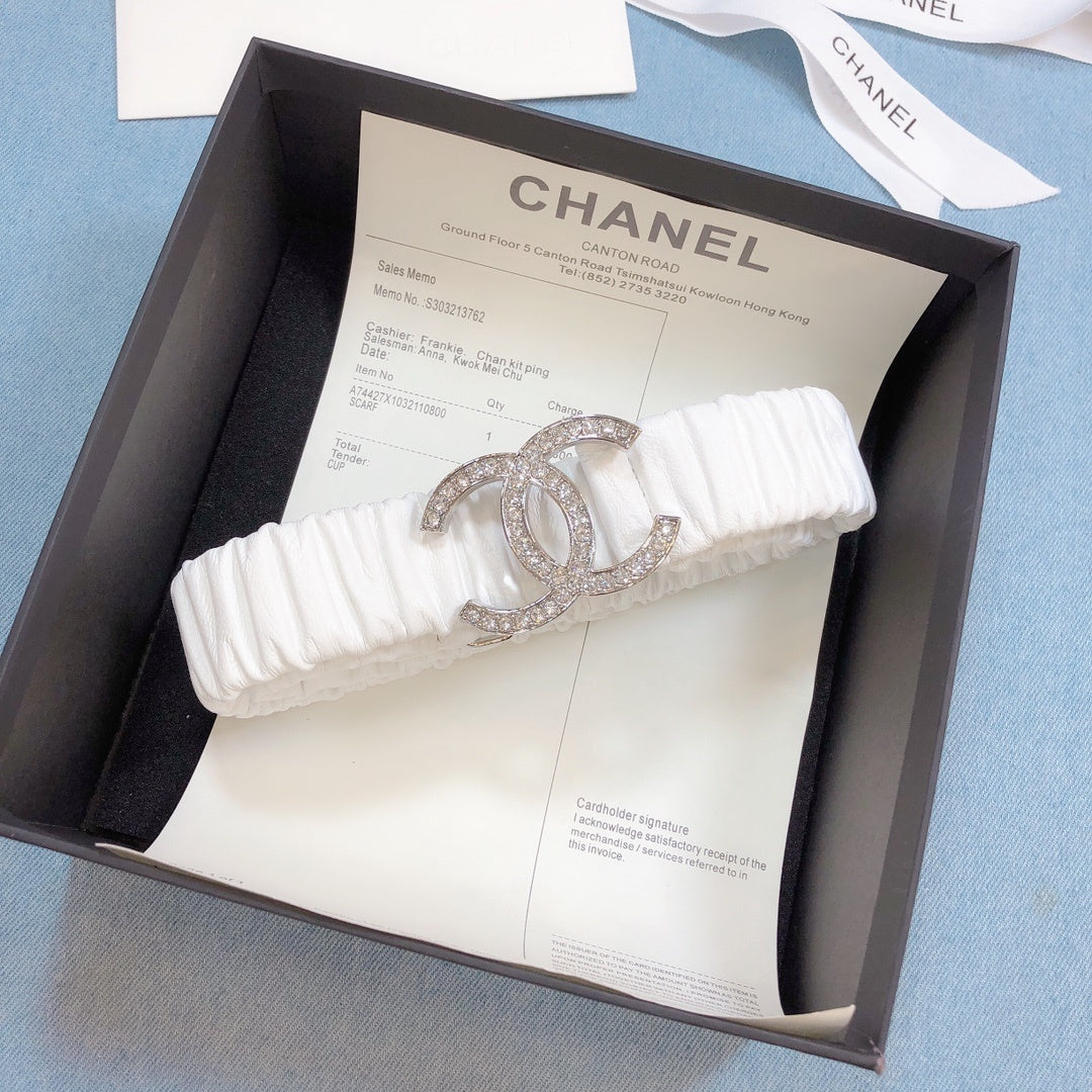 Chanel Belt With Double C Buckle White