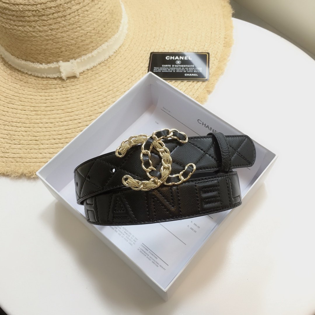 Chanel Belt With Double C Buckle Black
