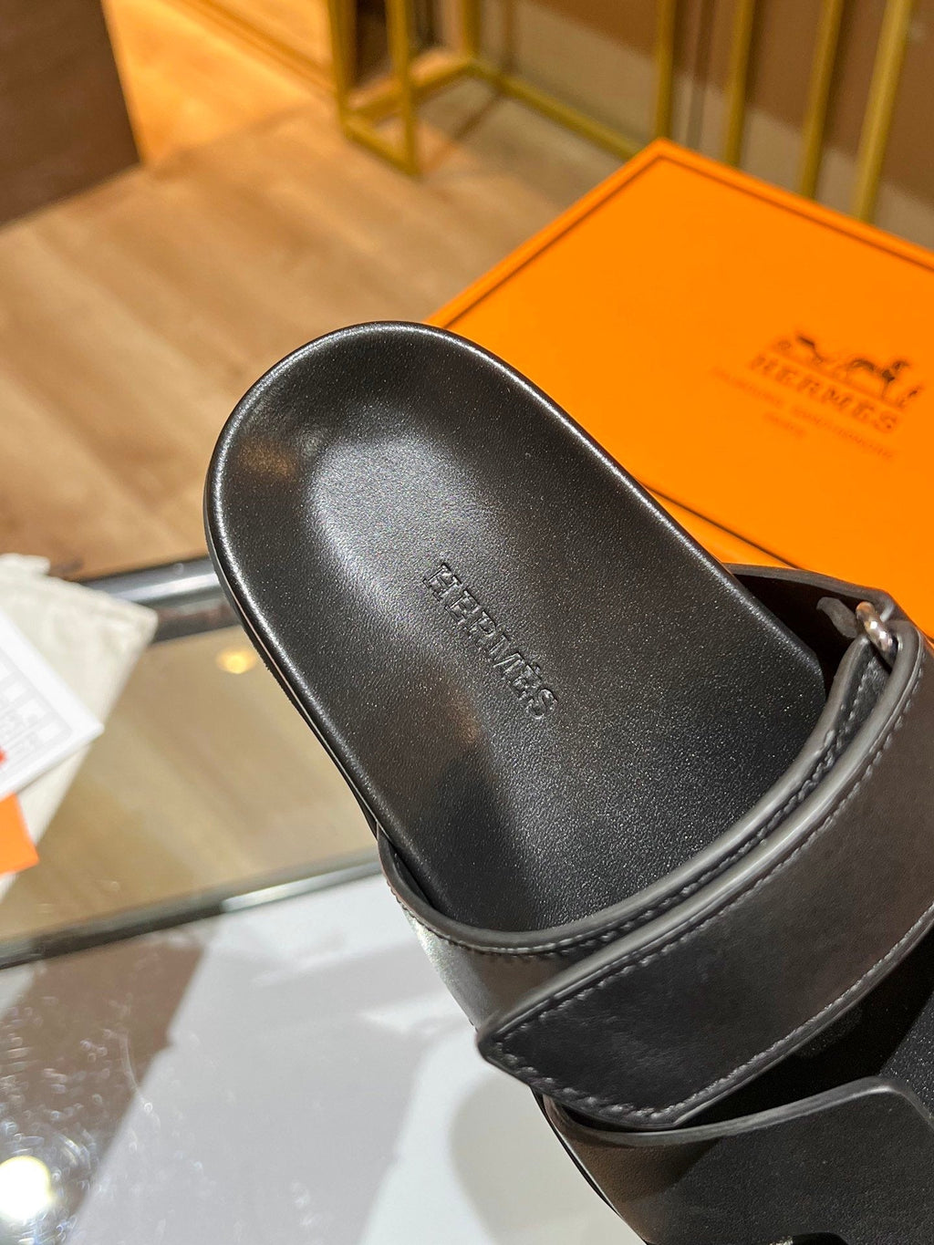 Hermes Oran Sandal Black
