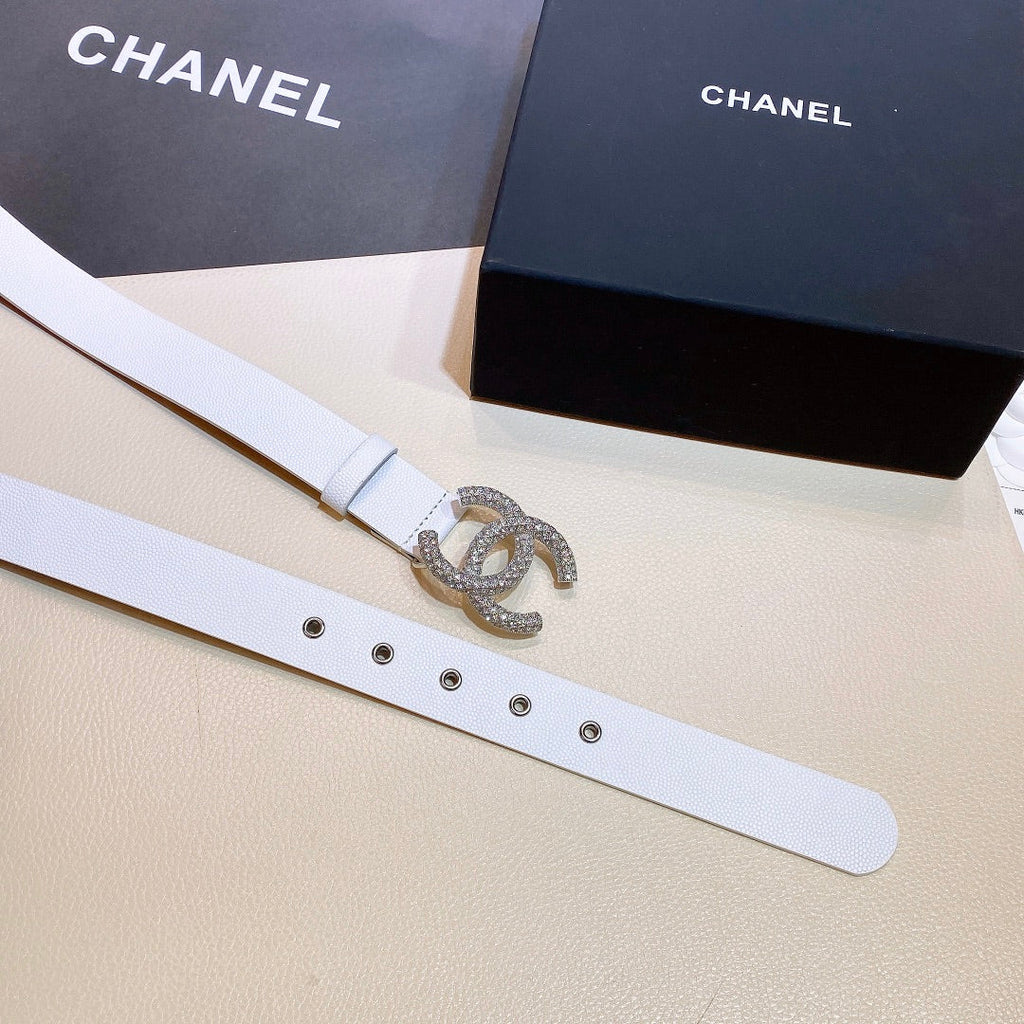 Chanel Belt With Beaded Buckle White