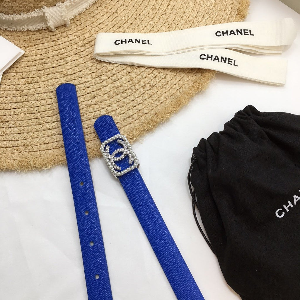 Chanel Belt With Double C Buckle Blue