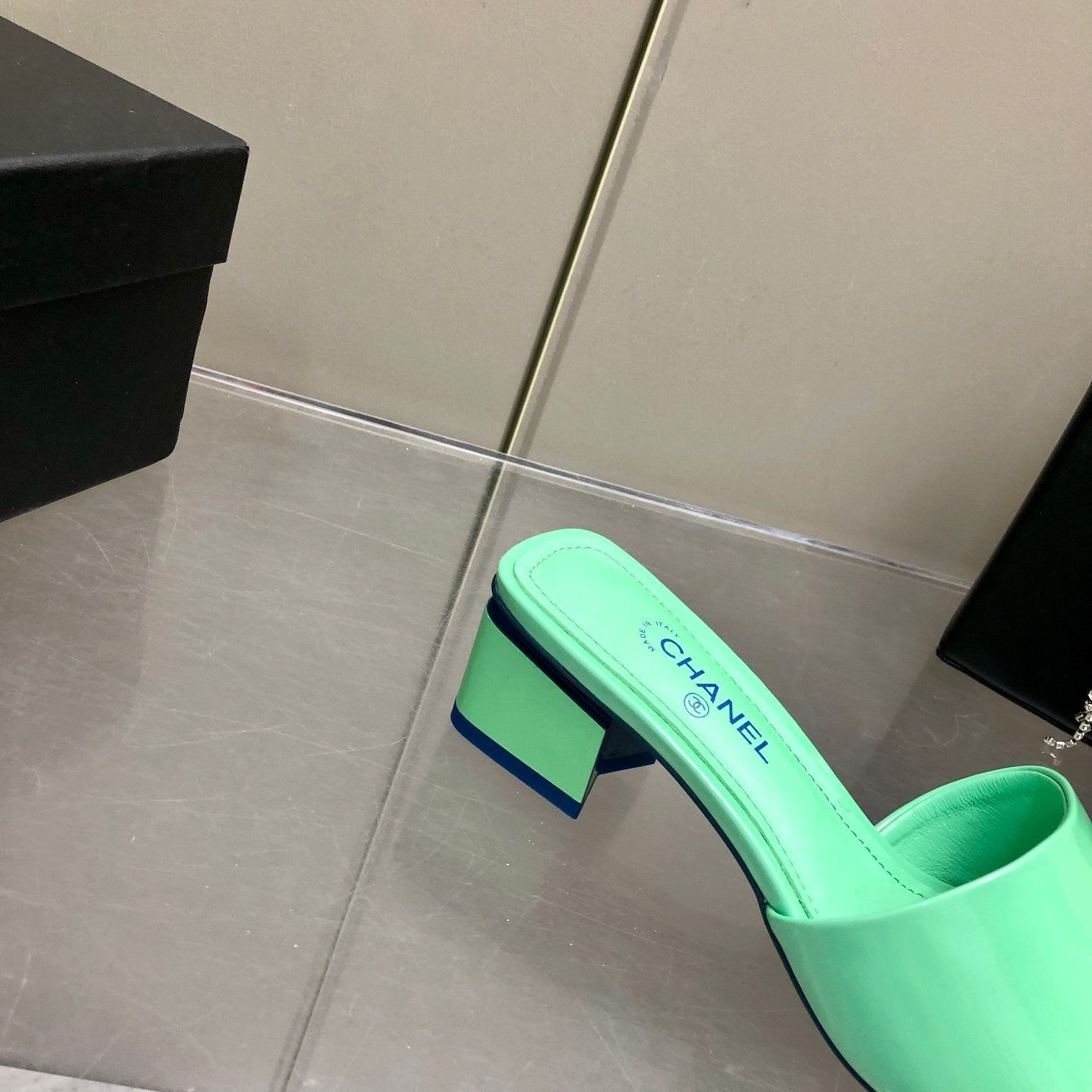Chanel Mules Green