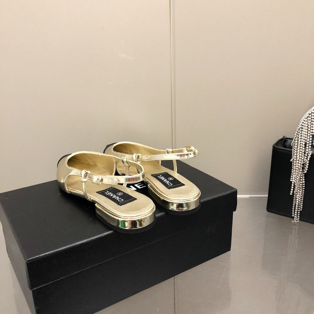 Chanel Sling Back Gold