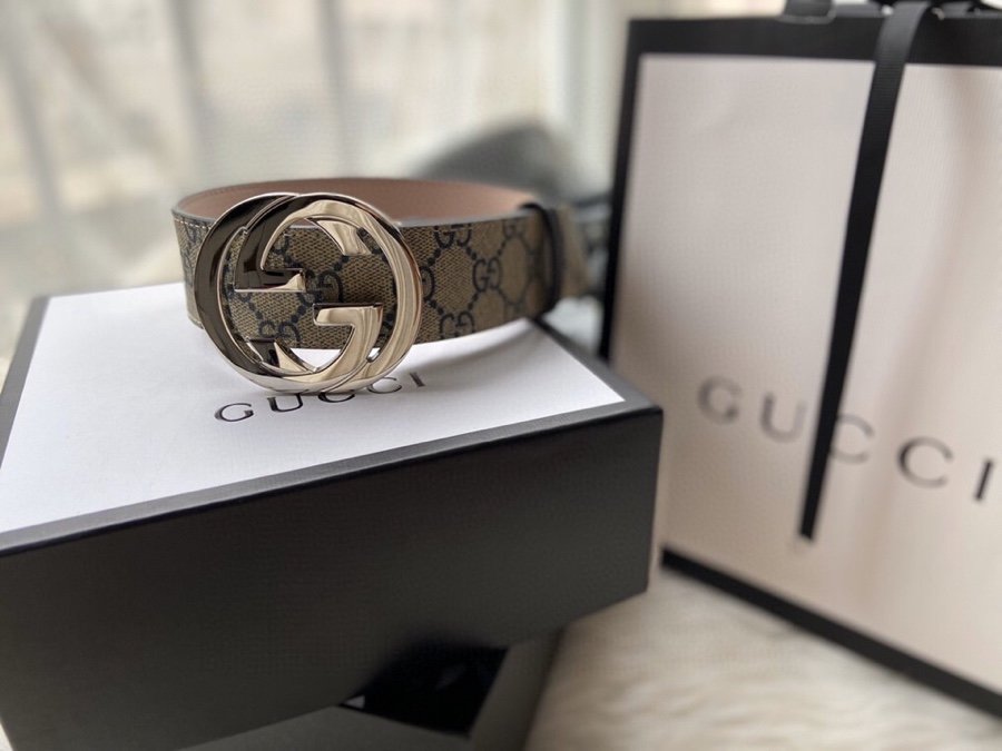 Gucci Belt With Double G Buckle Grey