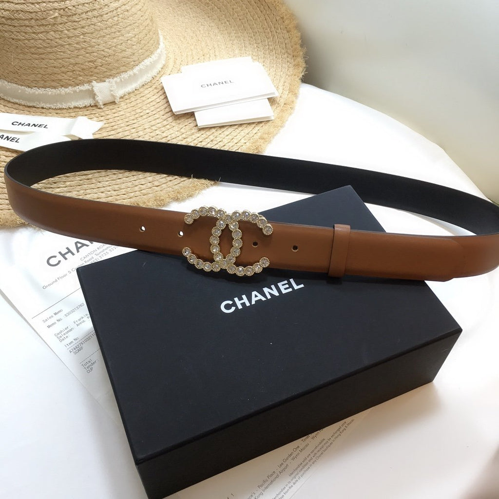 Chanel Belt With Beaded Buckle Brown