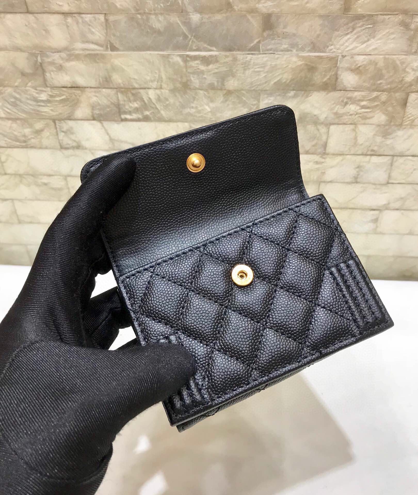 CO-CO Chanel Flap Card Holder With Gold Hardware 11cm