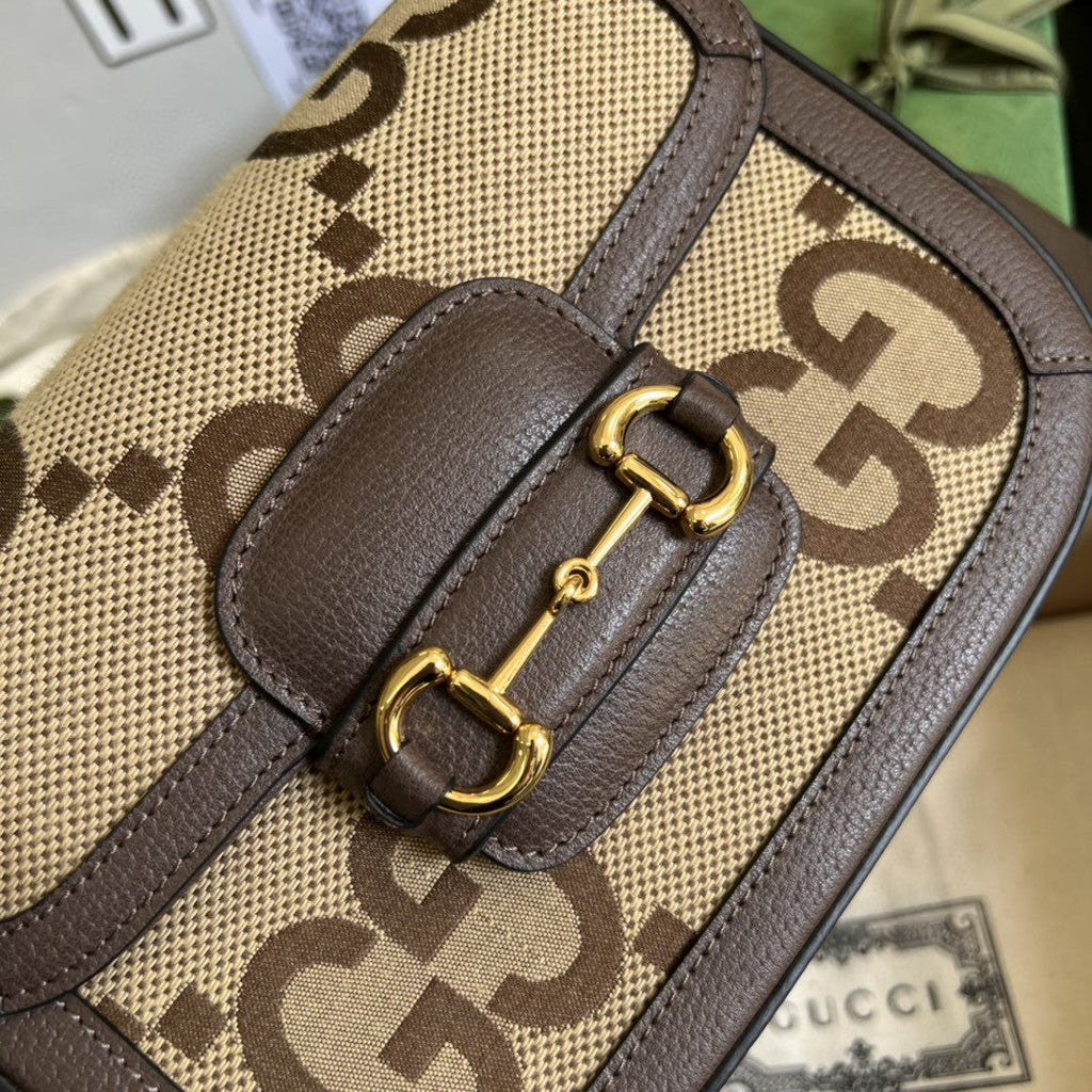 Gucci Horsebit 1955 Jumbo GG Mini Bag 21cm 658574 Brown