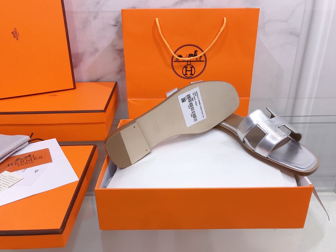 Hermes Oran Sandal Silver