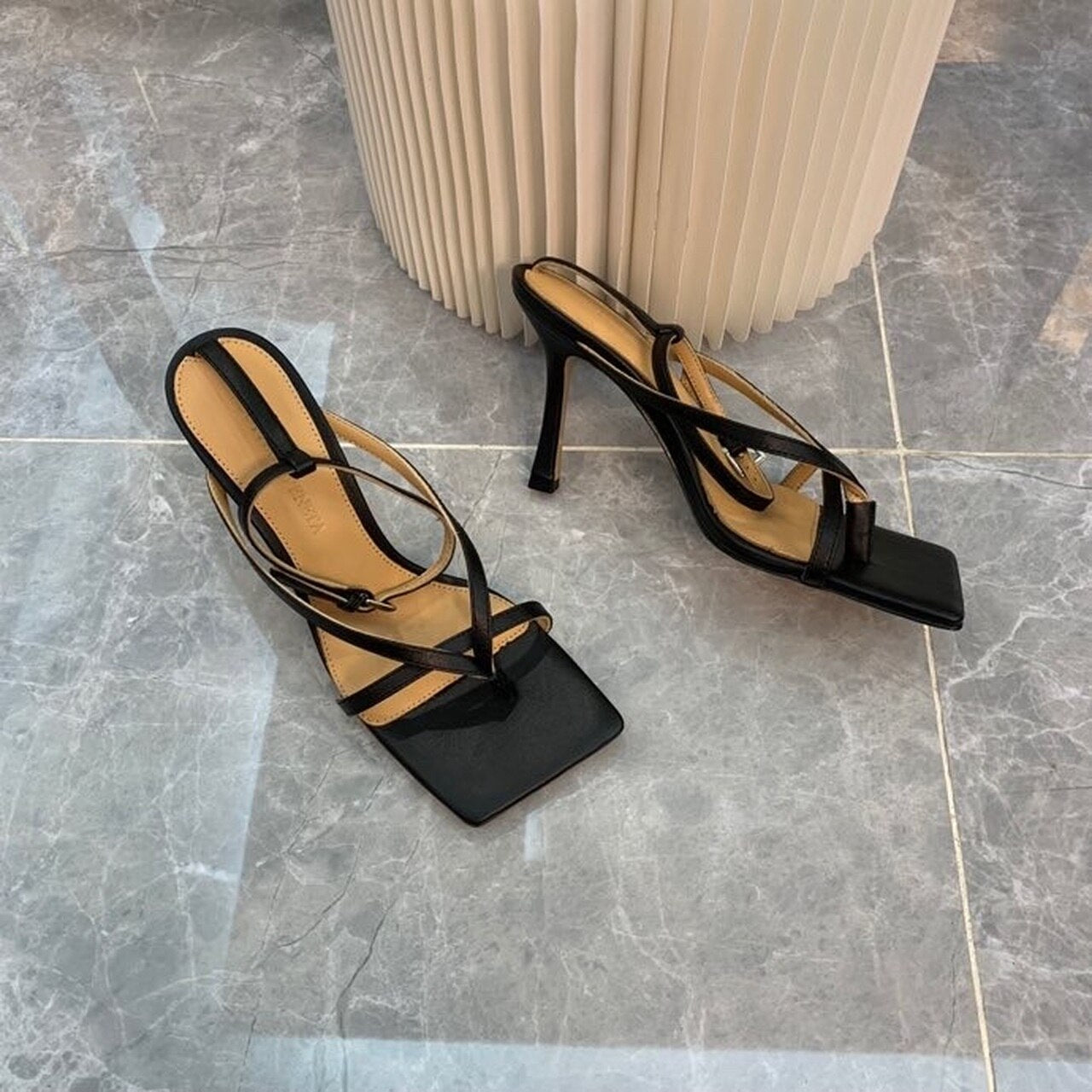 Bottega Veneta Stretch Sandals 9cm Heel Lambskin Leather Spring/Summer 2020 Collection, Black
