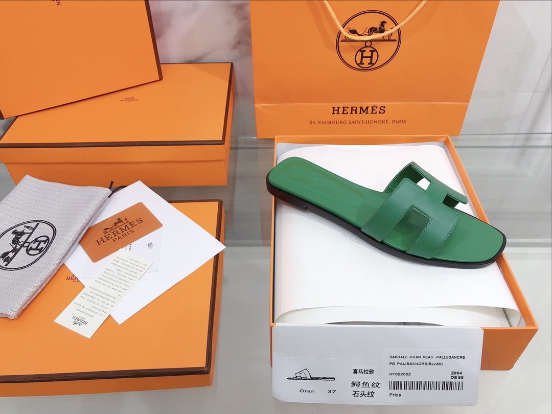 Hermes Oran Sandal Green