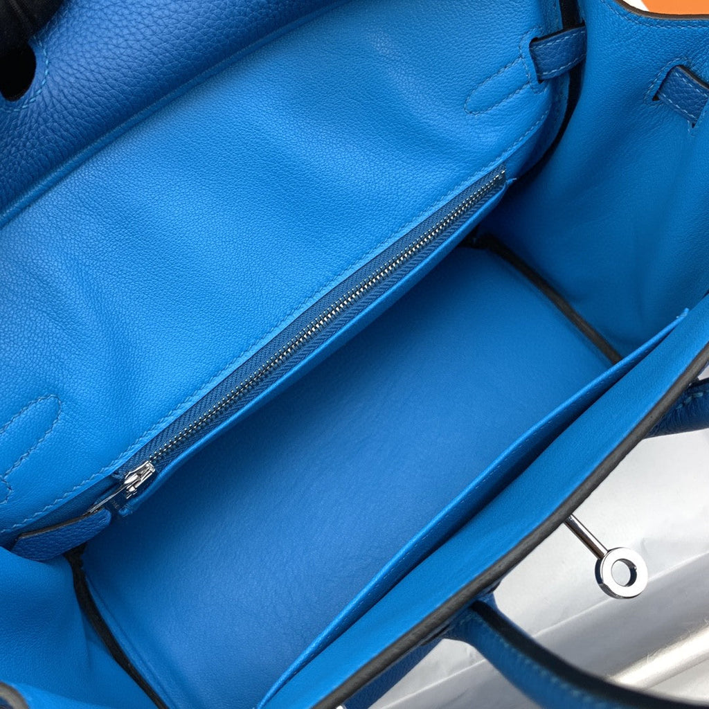 Hermes Birkin 25 Nata Swift Silver Hardware Blue