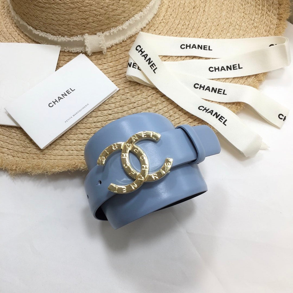 Chanel Belt With Double C Buckle Blue
