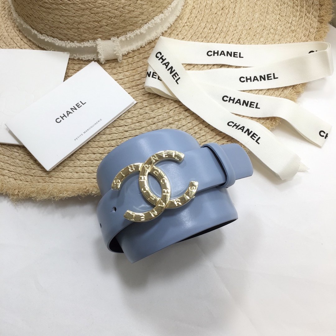 Chanel Belt With Double C Buckle Blue