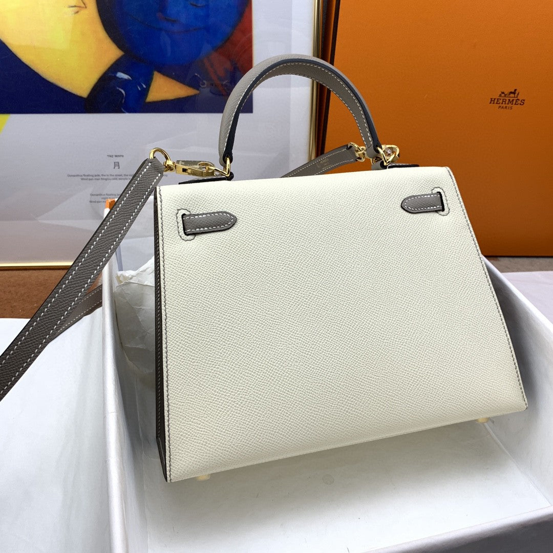 Hermes Kelly 25 Togo Gold Hardware Milky