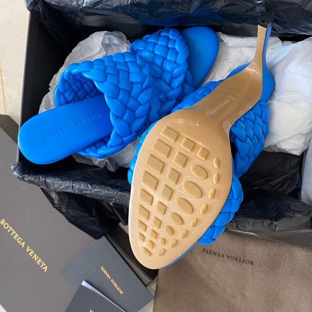 Bottega Veneta Curve Sandals 9.5cm Heel Lambskin Leather Spring/Summer 2020 Collection, Electric Blue