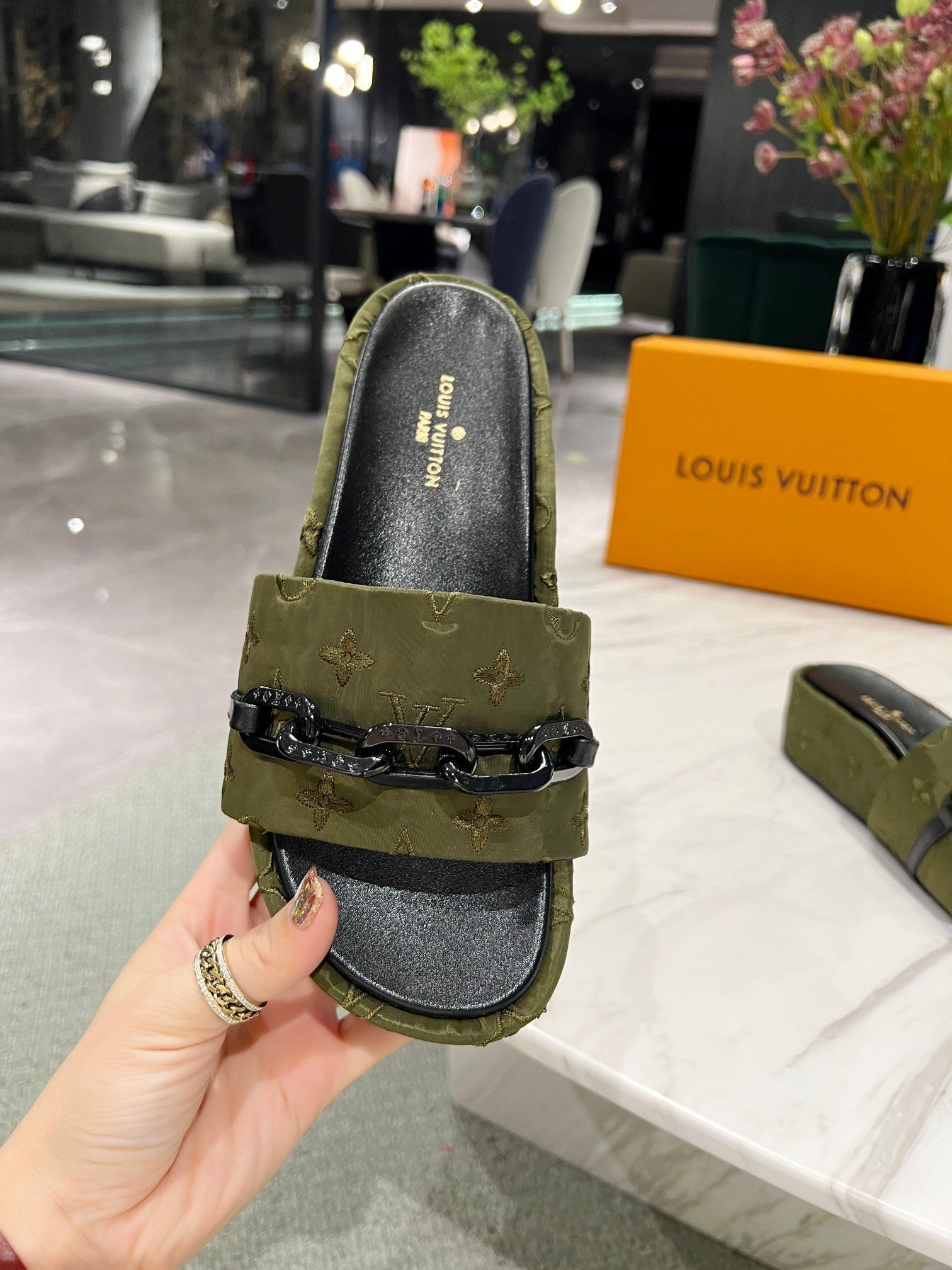 Louis Vuitton Jumbo Flatform Mule Green