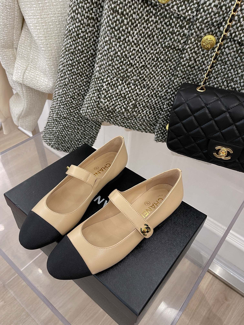 Chanel Sling Back 0.8 Inches Beige
