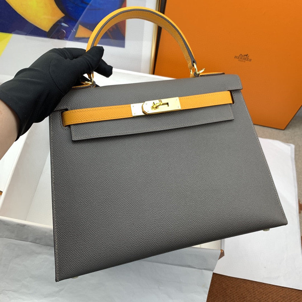 Hermes Kelly 28 Togo Gold Hardware Dark Brown