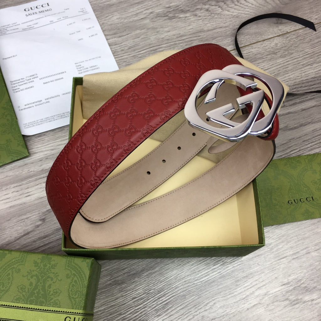 Gucci Belt With Double G Buckle Red