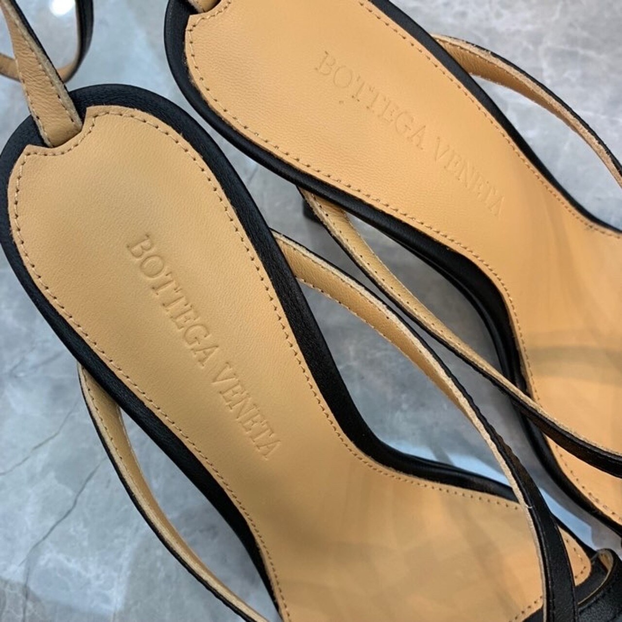 Bottega Veneta Stretch Sandals 9cm Heel Lambskin Leather Spring/Summer 2020 Collection, Black