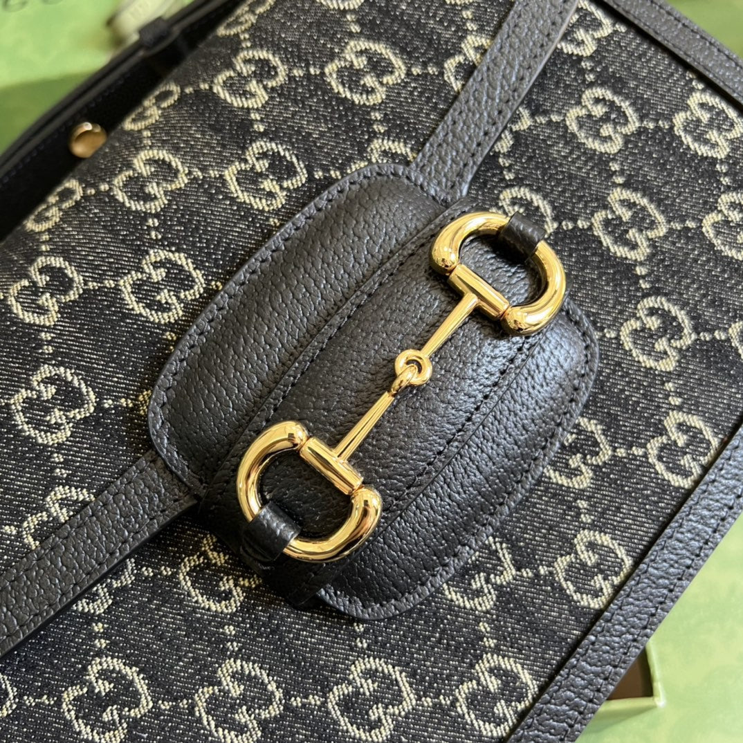 Gucci Horsebit 1955 Shoulder Bag 25cm 602204 Black