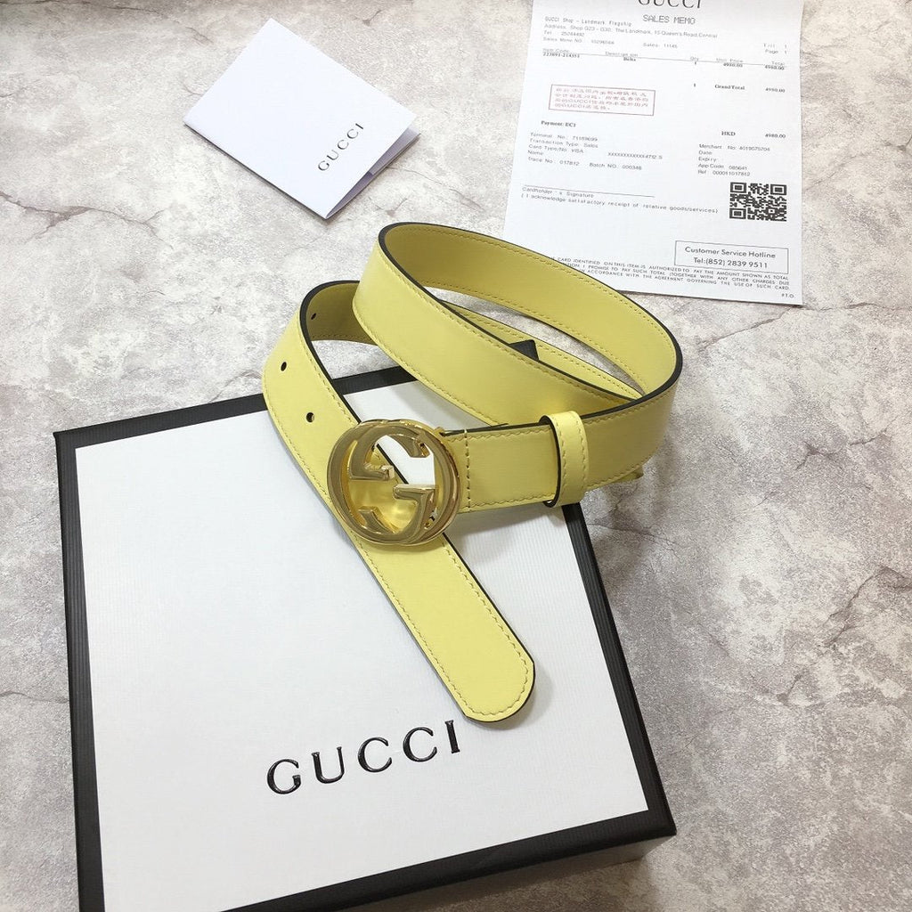 Gucci Belt With Double G Buckle Yellow