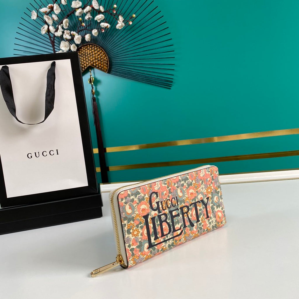 Gucci Liberty Floral Pink Zipped Wallet 19cm
