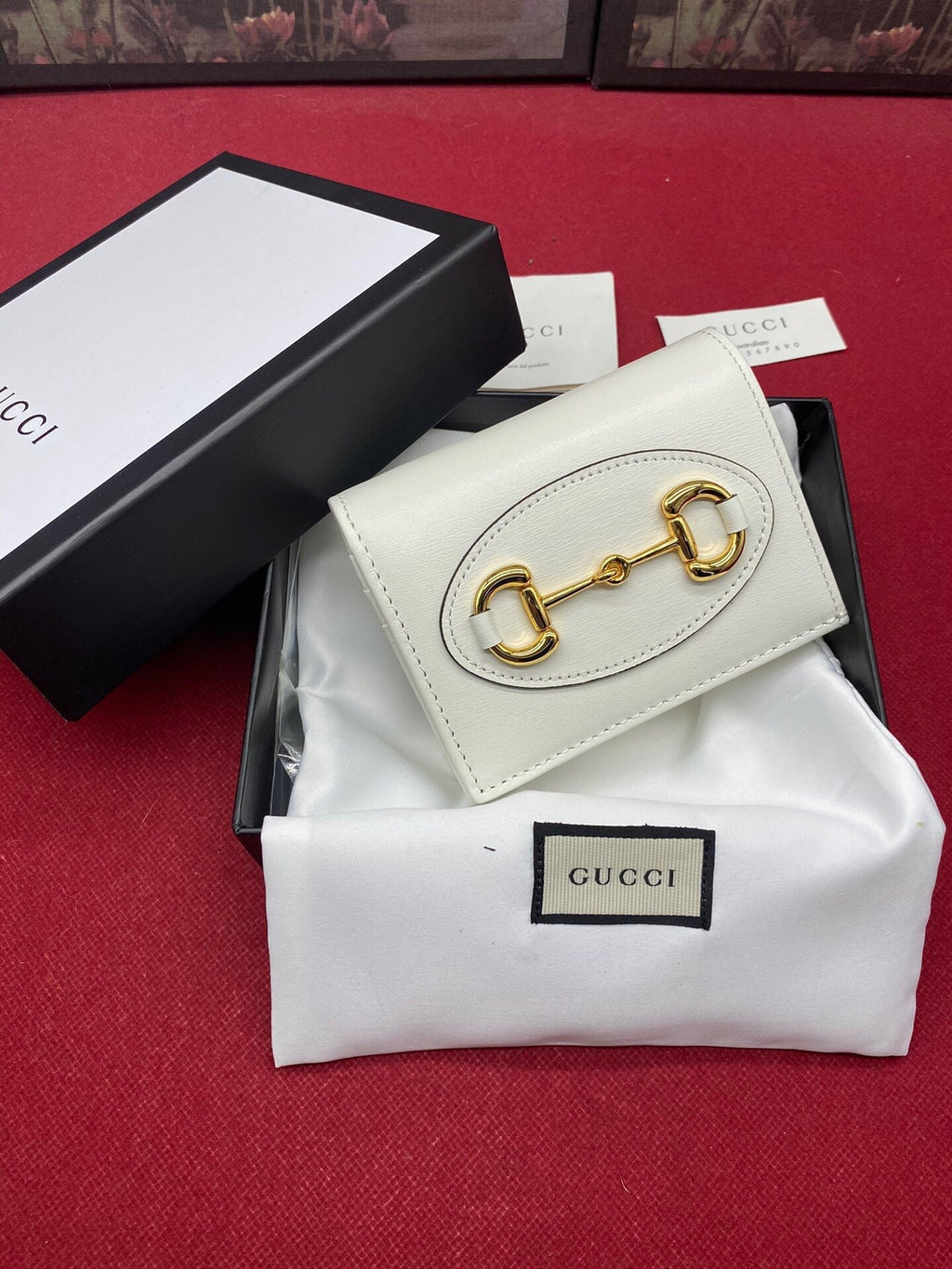 Gucci Horsebit 1955 White Card Case 11cm