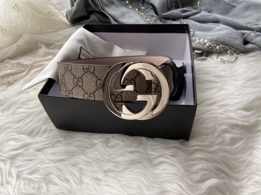 Gucci Belt With Double G Buckle Grey