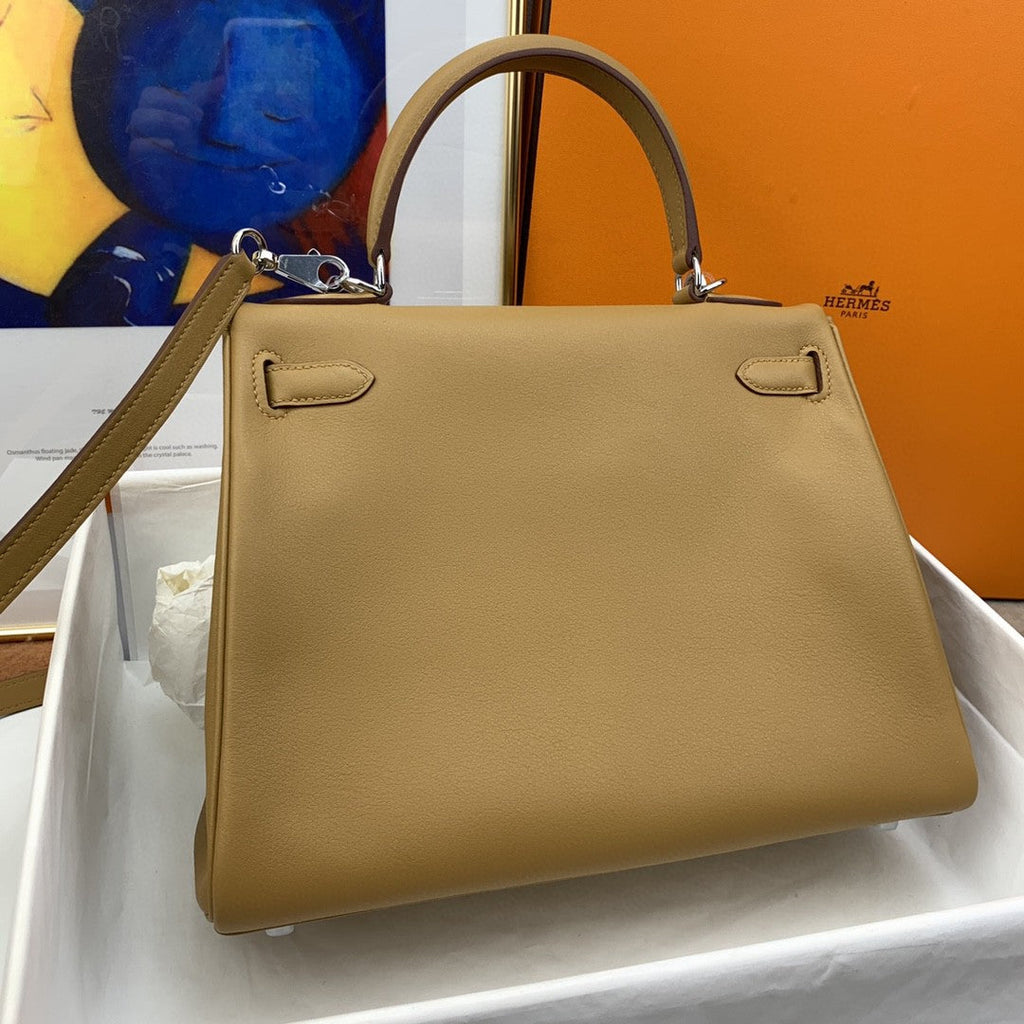 Hermes Kelly 28 Togo Silver Hardware Brown