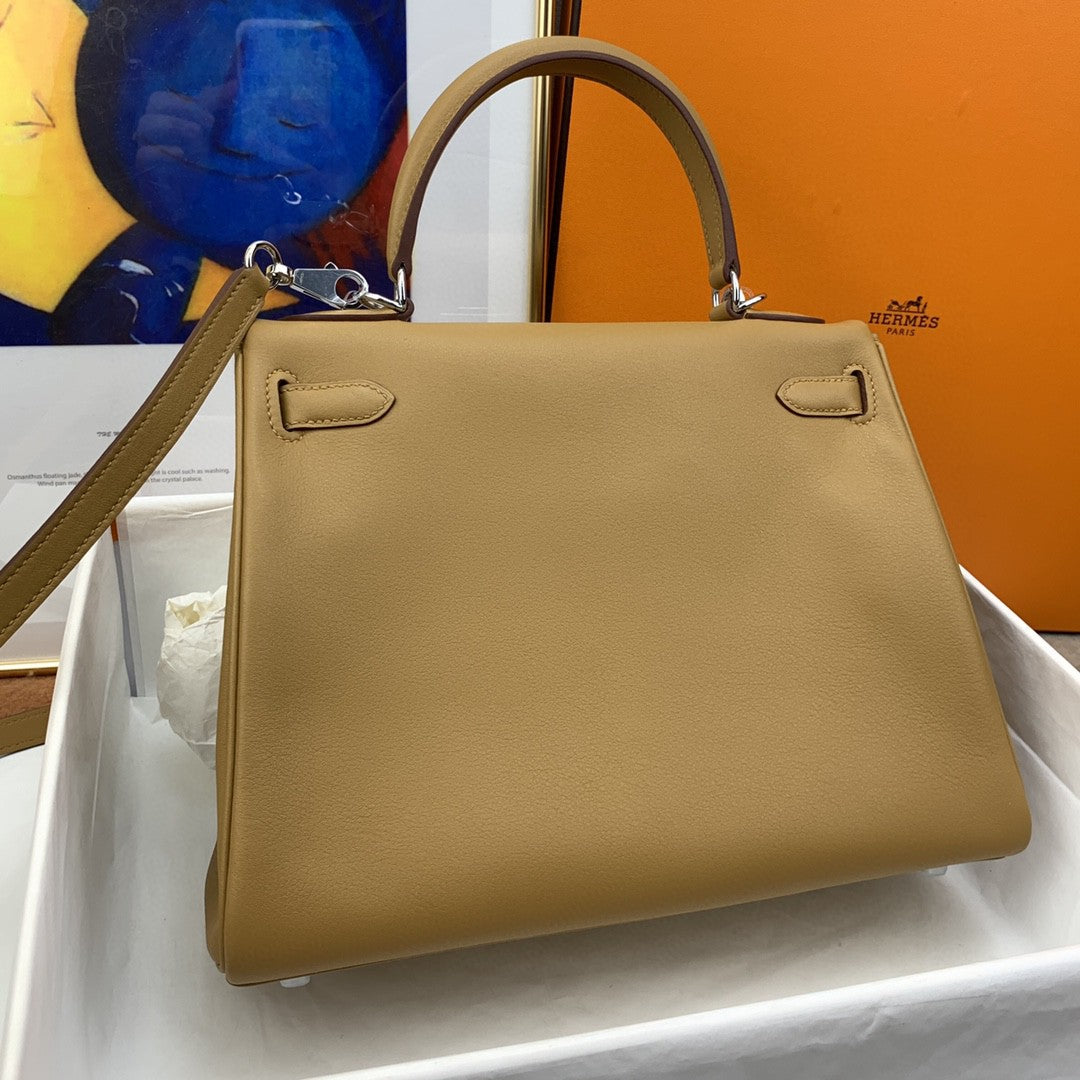 Hermes Kelly 28 Togo Silver Hardware Brown