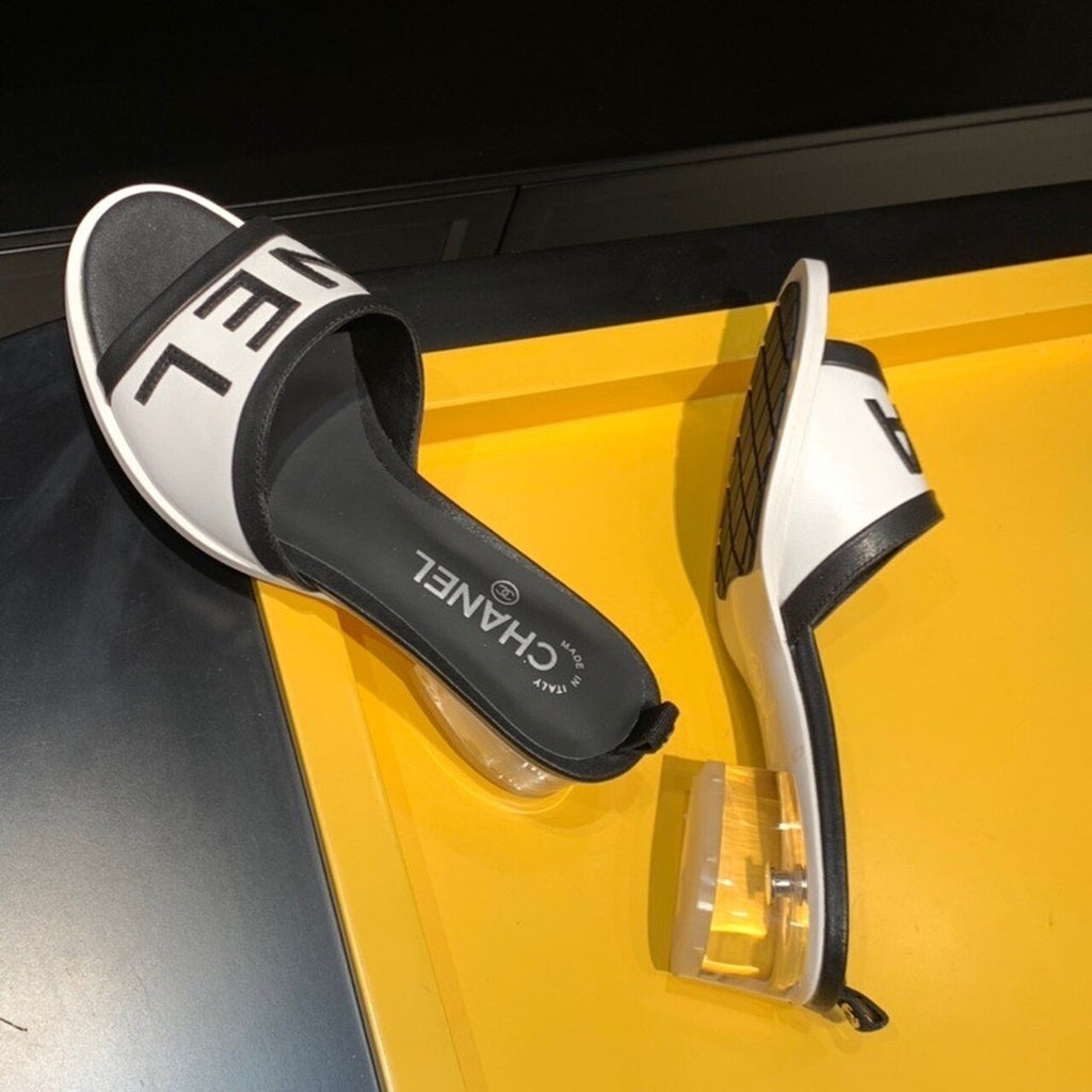 Chanel Transparent PVC Heel Mules & Lambskin Leather Spring/Summer Collection White/Black