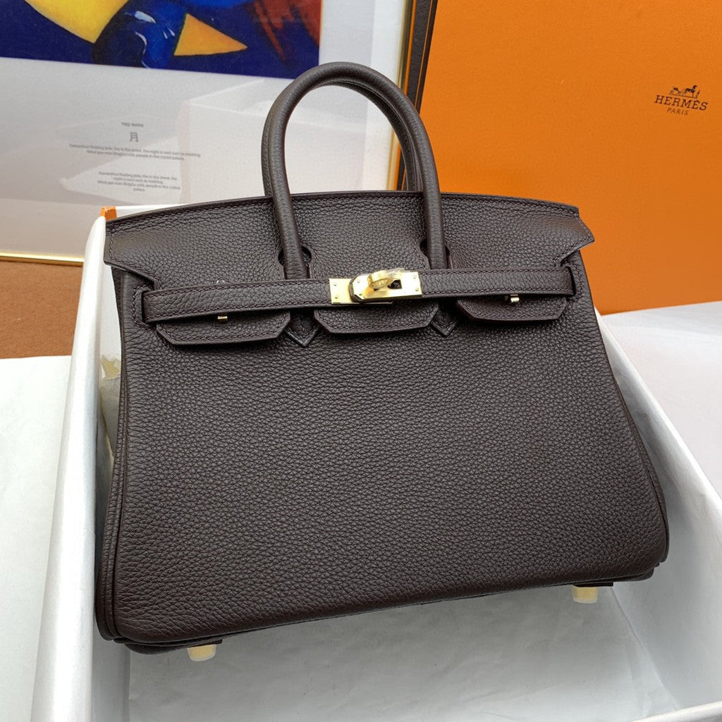 Hermes Birkin 25 Nata Swift Gold Hardware Dark Brown