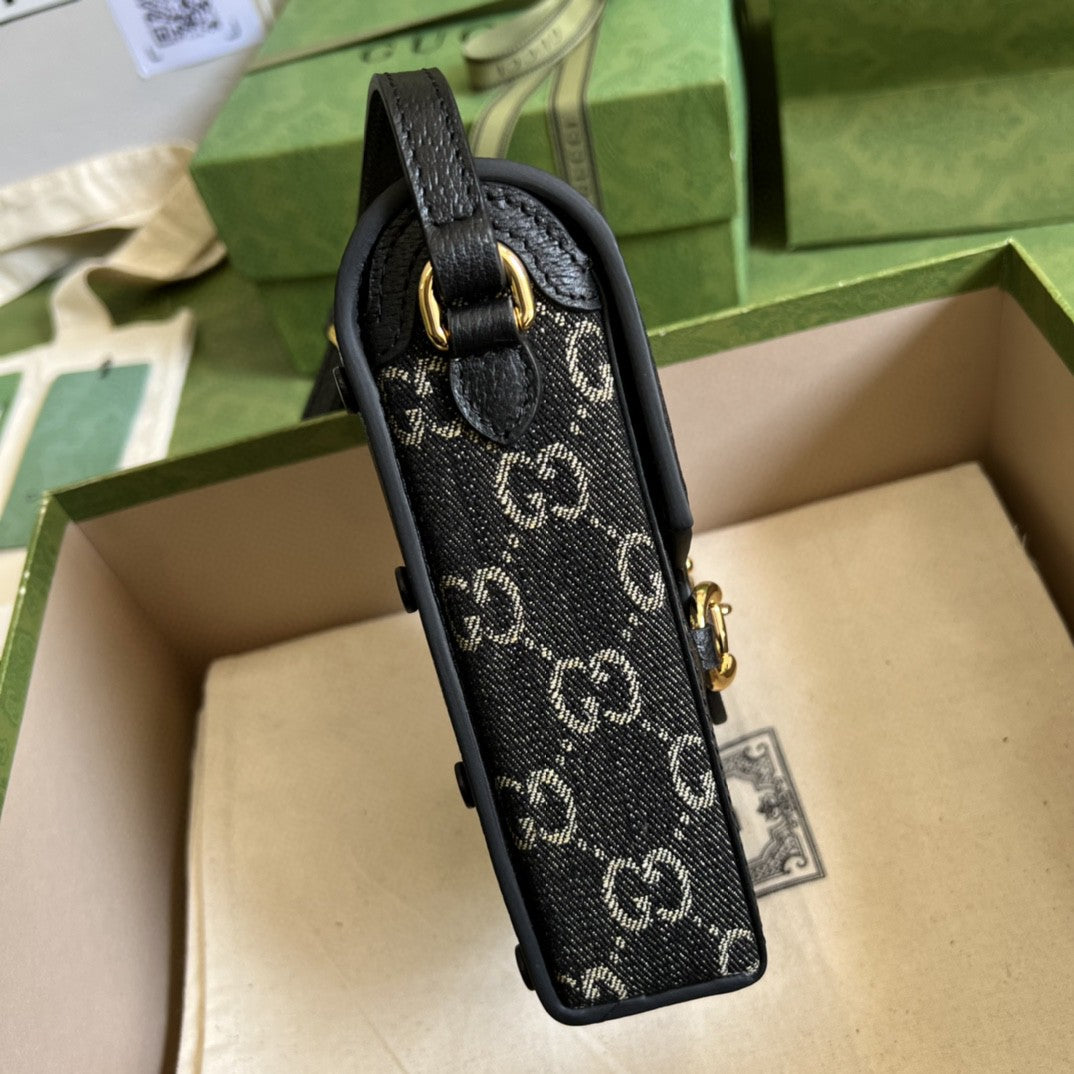 Gucci 625615 Horsebit 1955 Mini Bag 12cm Black