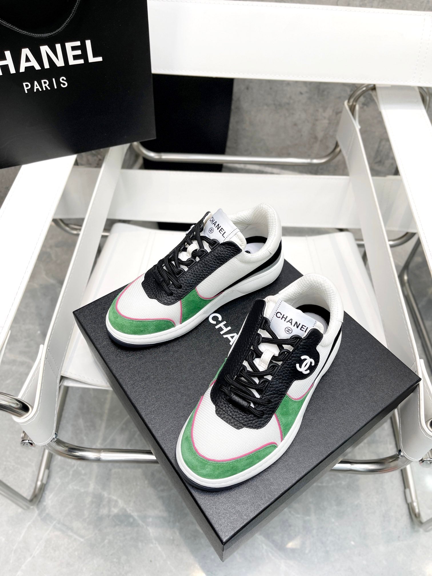 Chanel Trainers Sneakers White/Green