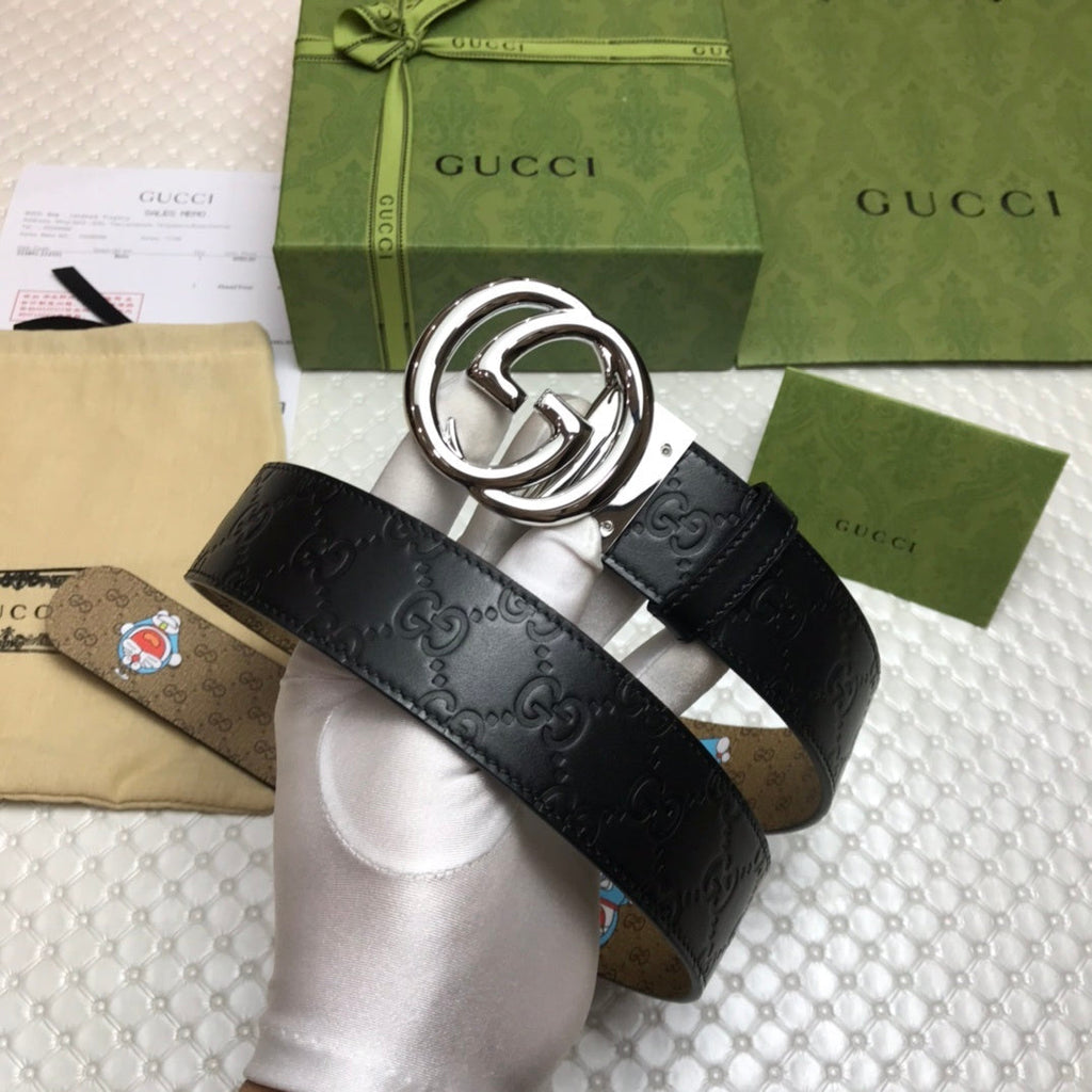 Gucci Belt With Double G Buckle Doreamon Black