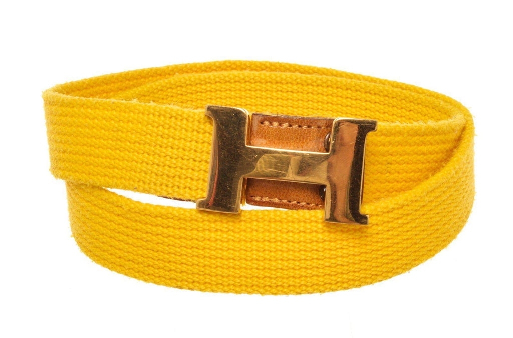 Hermes Yellow Canvas H Belt