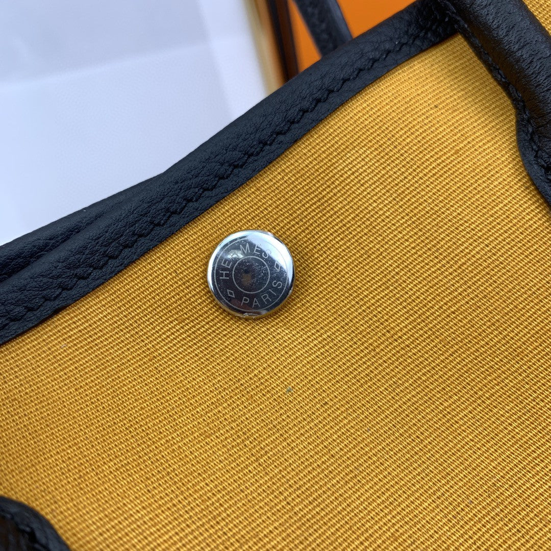 Hermes Canvas Garden Party 36cm Bag Yellow