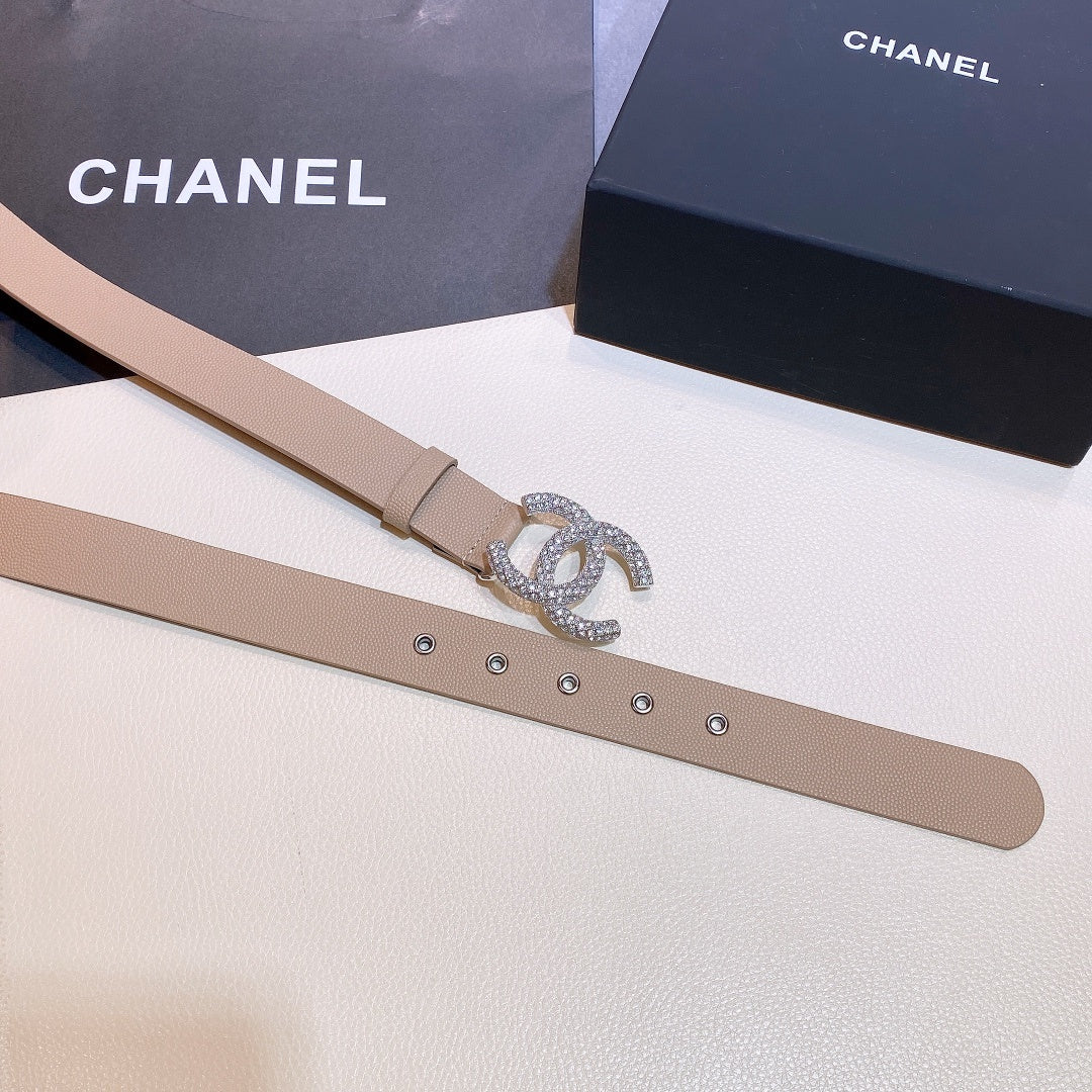 Chanel Belt With Beaded Buckle Beige