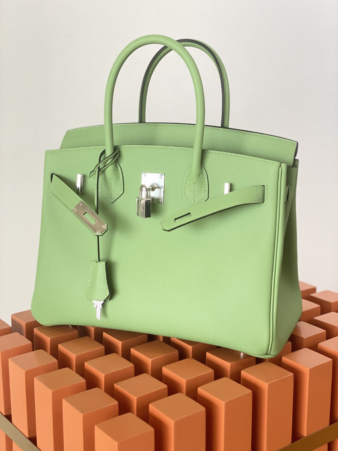 Hermes Birkin 30 Nata Swift Silver Hardware Green