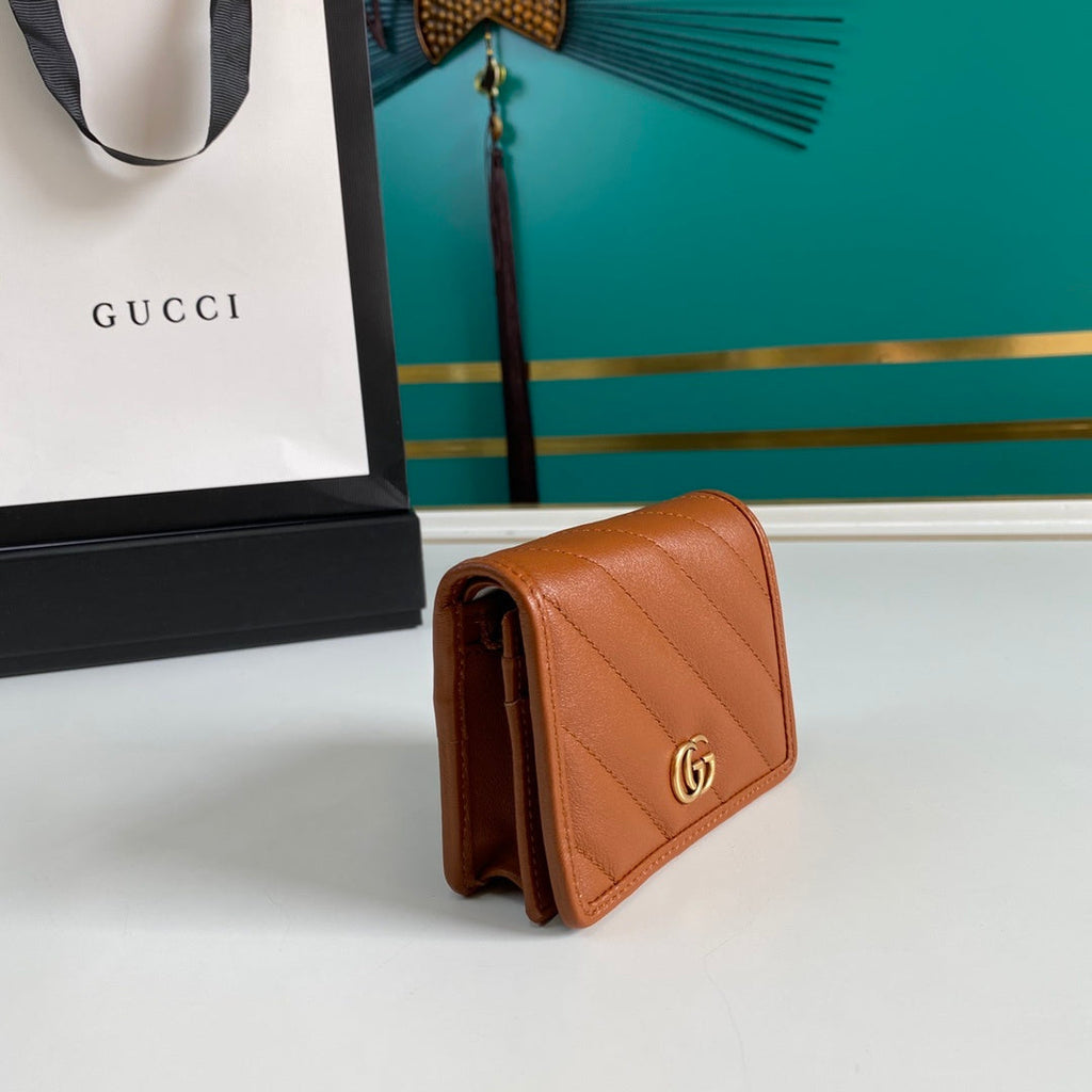 Gucci Marmont Card Case Brown Wallet 11cm