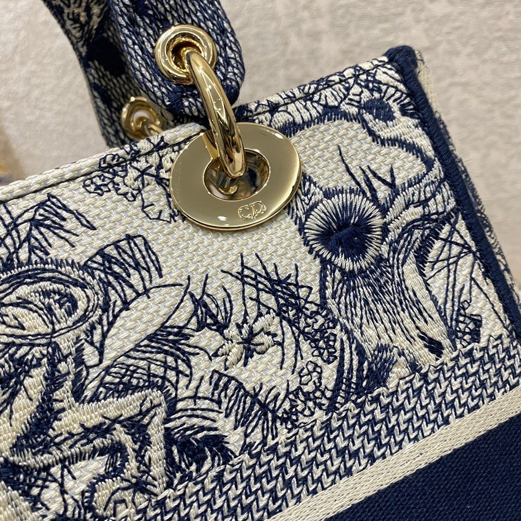 Christian Dior Medium Lady D-Lite Bag 24cm Blue